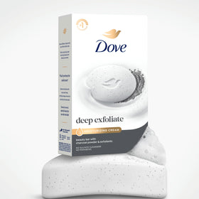 Dove Deep Exfoliating Beauty Bar Soap with ingredients displayed