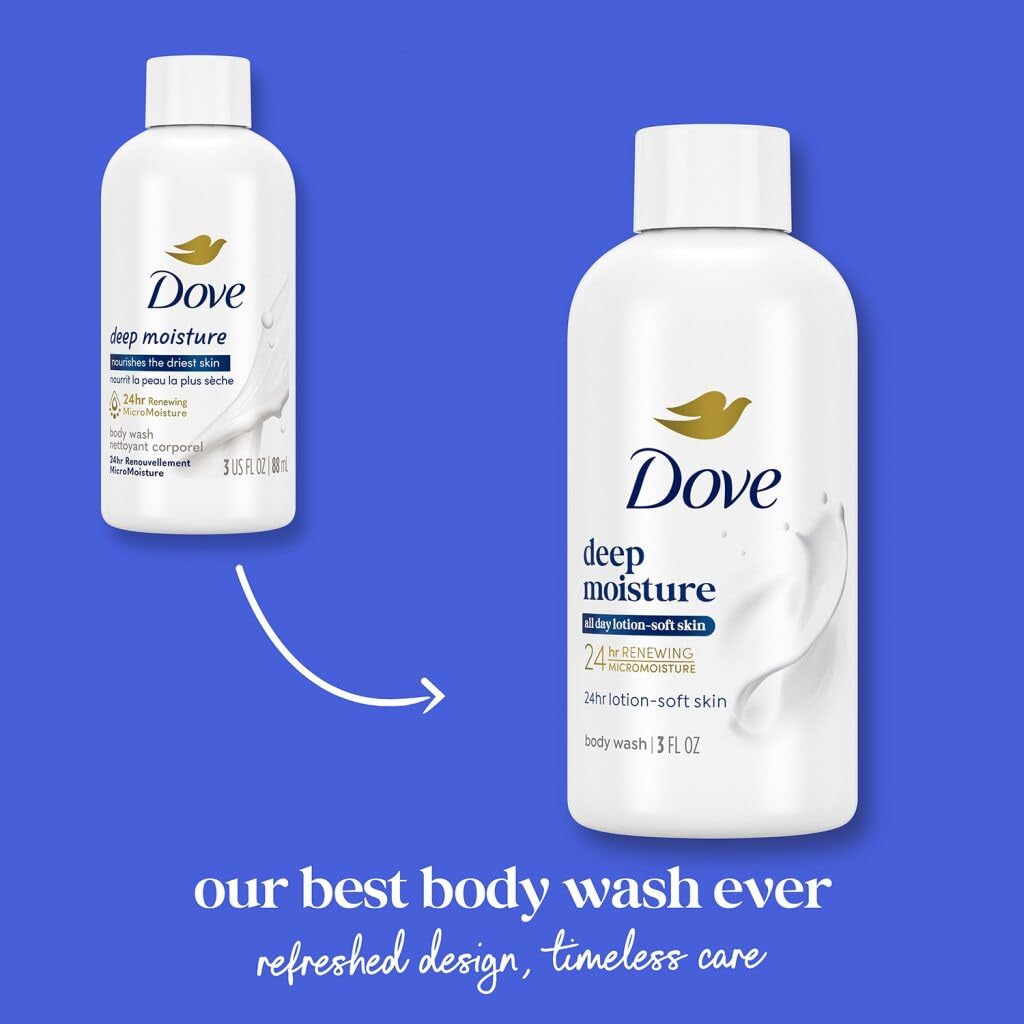 Dove Deep Moisture Body Wash in a travel bag