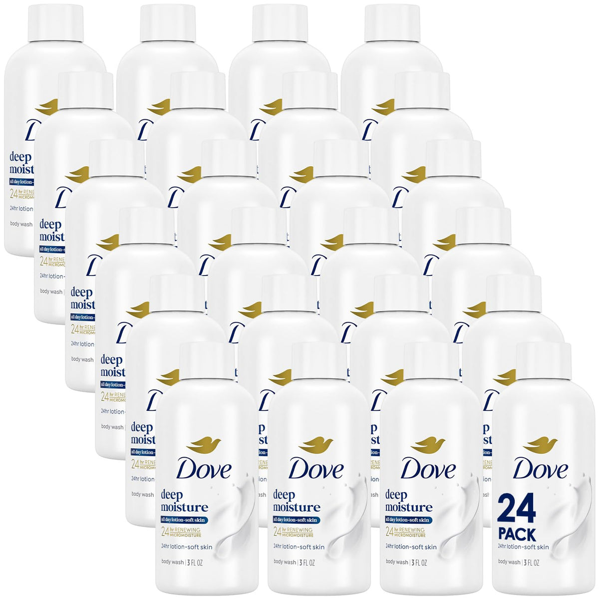 Dove Deep Moisture Body Wash travel bottle front view 3 oz