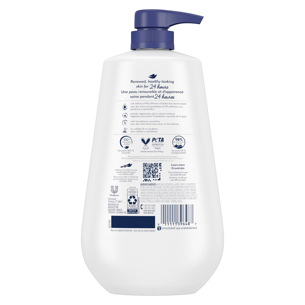 Dove Deep Moisture Body Wash with Pump back view