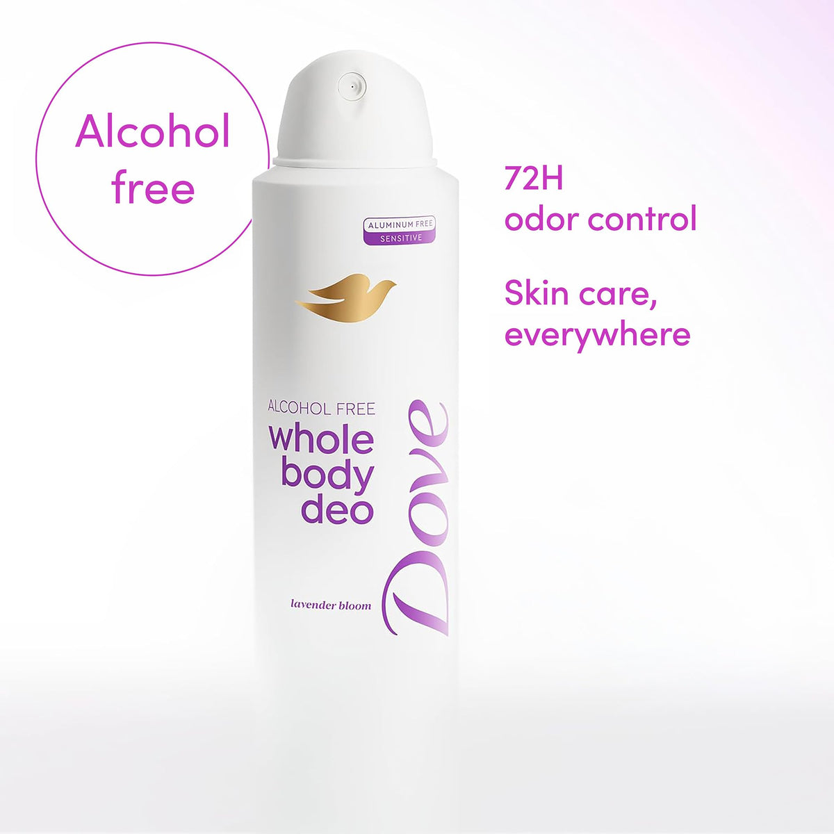 Dove deodorant spray cap open for application
