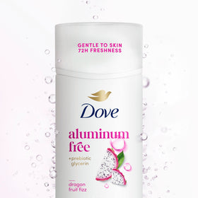 Dove Deodorant Stick Dragon Fruit Fizz on bathroom shelf