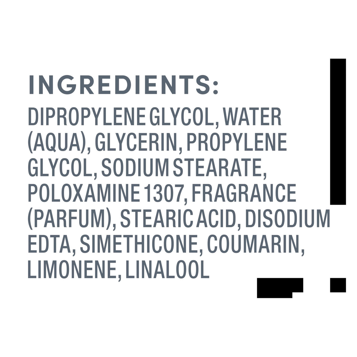Dove Deodorant Stick Sparkling Vanilla showing ingredient list