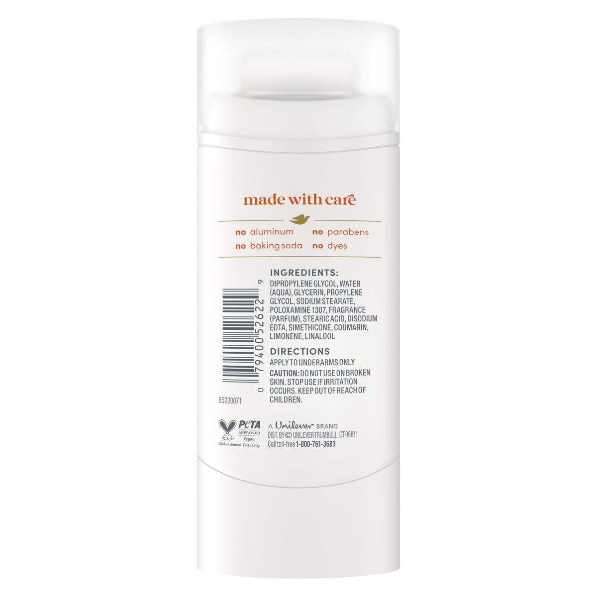 Dove Deodorant Stick Sparkling Vanilla side view