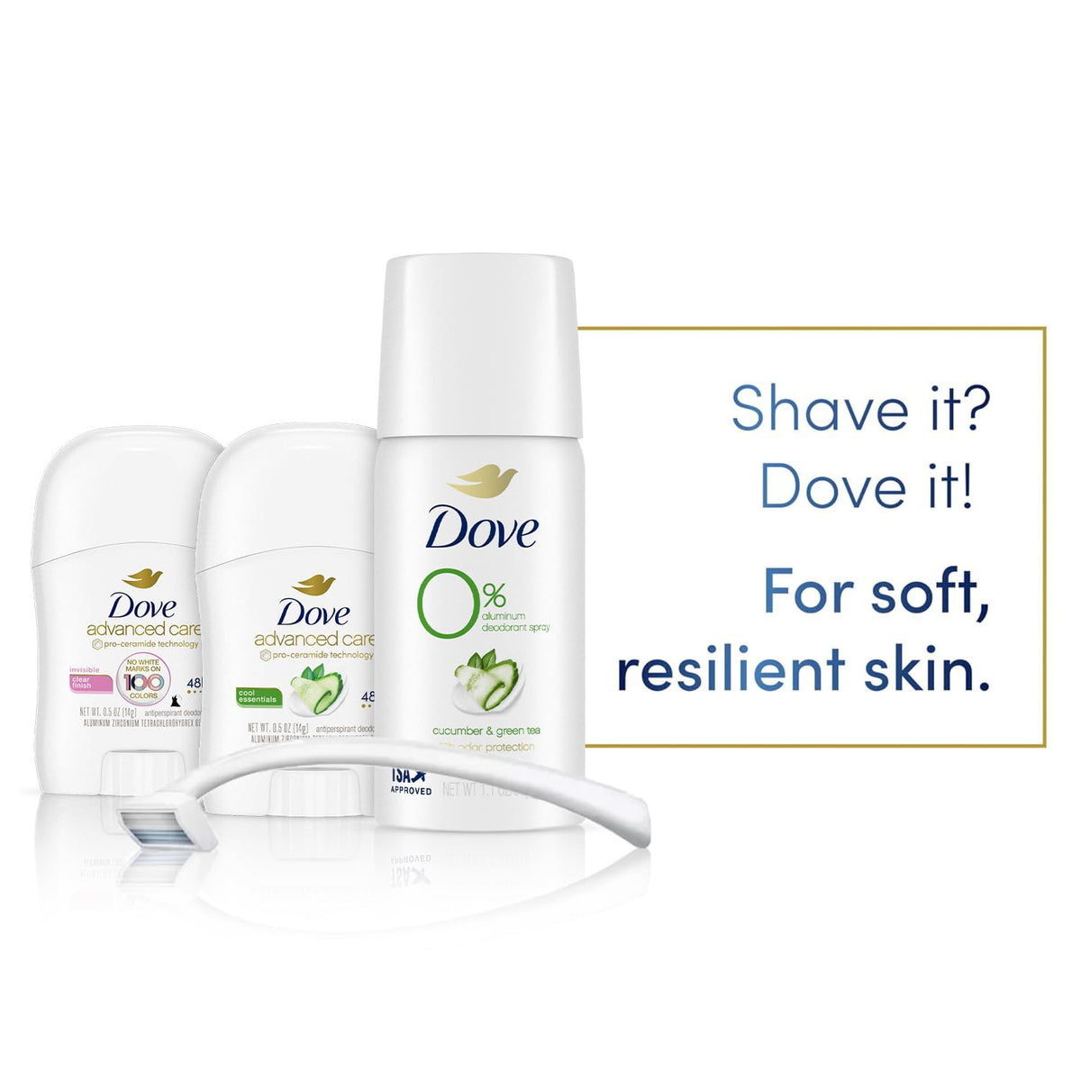 Dove deodorant with cucumber and green tea scent packaging