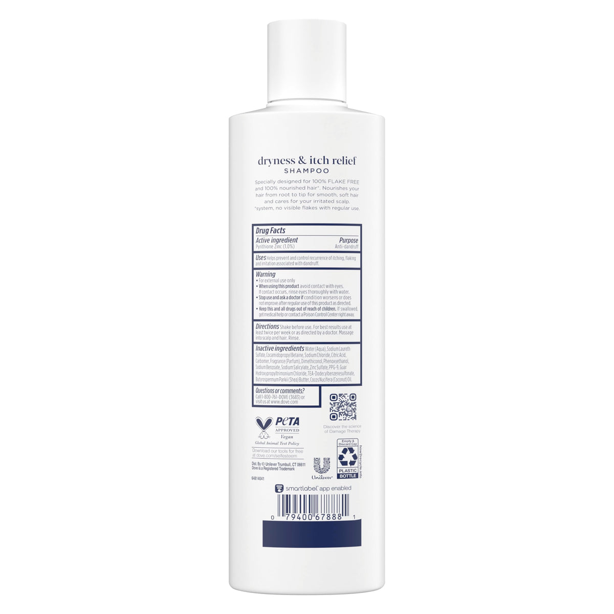 Dove Derma Shampoo bottle with coconut oil label