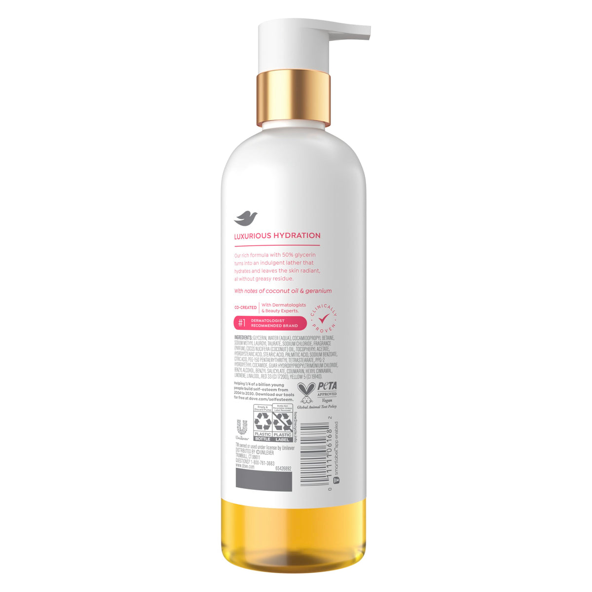 Dove Dewy Shower Oil Body Wash Coconut & Geranium Oil pump close-up