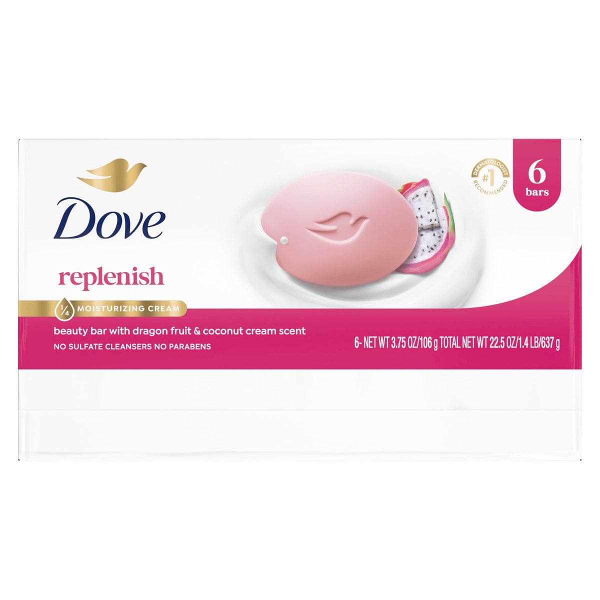 Dove Dragon Fruit Beauty Bar Soap packaging side view