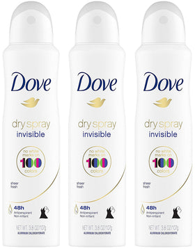 Dove Dry Spray Antiperspirant pack of 3 cans with sheer fresh scent