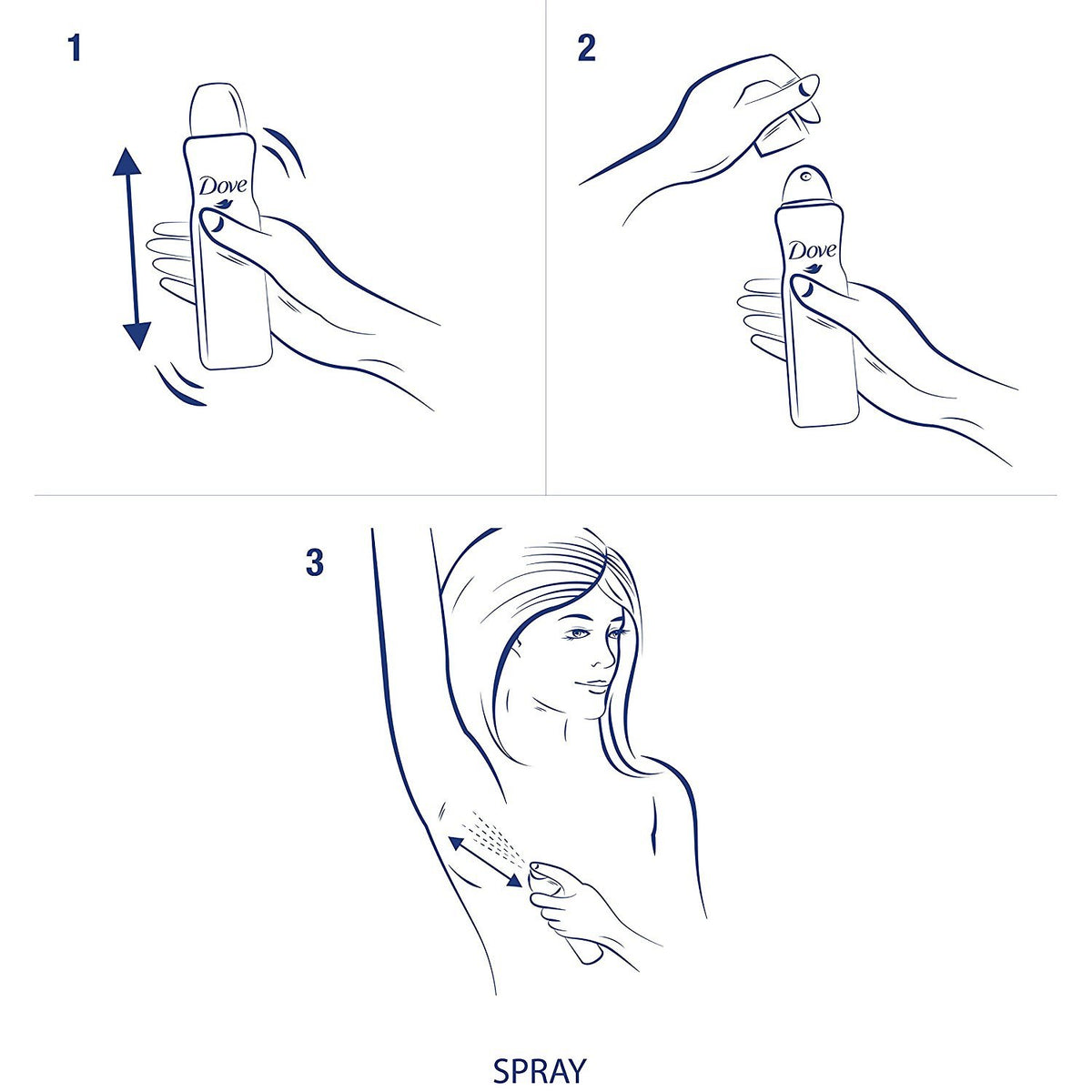 Dove Dry Spray Antiperspirant showing no white marks on fabric