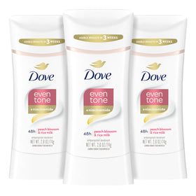 Dove Even Tone Antiperspirant Stick 3PK packaging front view