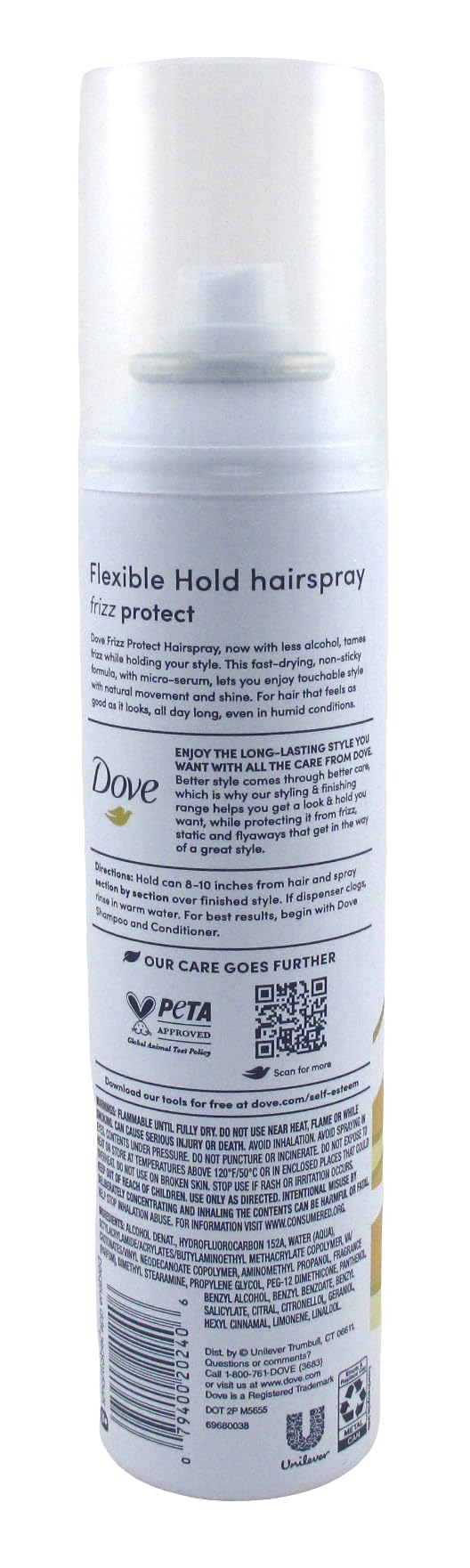 Dove Flexible Hold Hairspray 7 oz side view