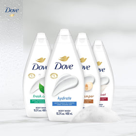 Dove Fresh Care body wash front view in squeeze bottle