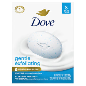 Dove Gentle Exfoliating Beauty Bar Soap 8 Count packaging front view