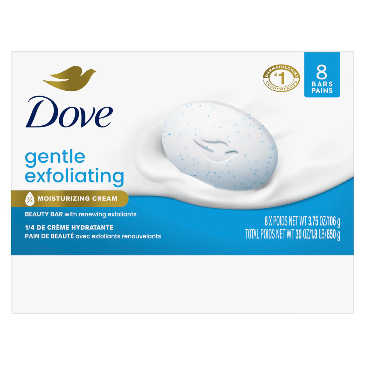Dove Gentle Exfoliating Beauty Bar Soap close-up of individual bar