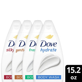 Dove Gentle Pamper body wash front view in squeeze bottle