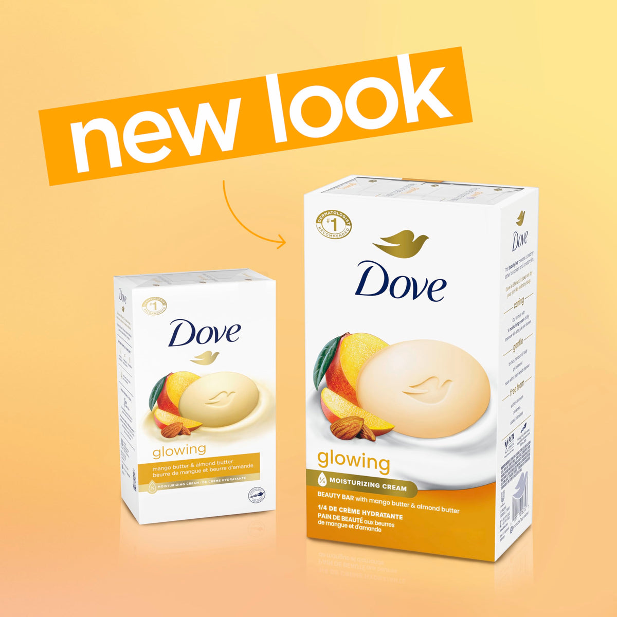 Dove Glowing Beauty Bar Soap mango and almond butters detail