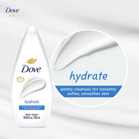 Dove Hydrate Body Wash in a shower setting