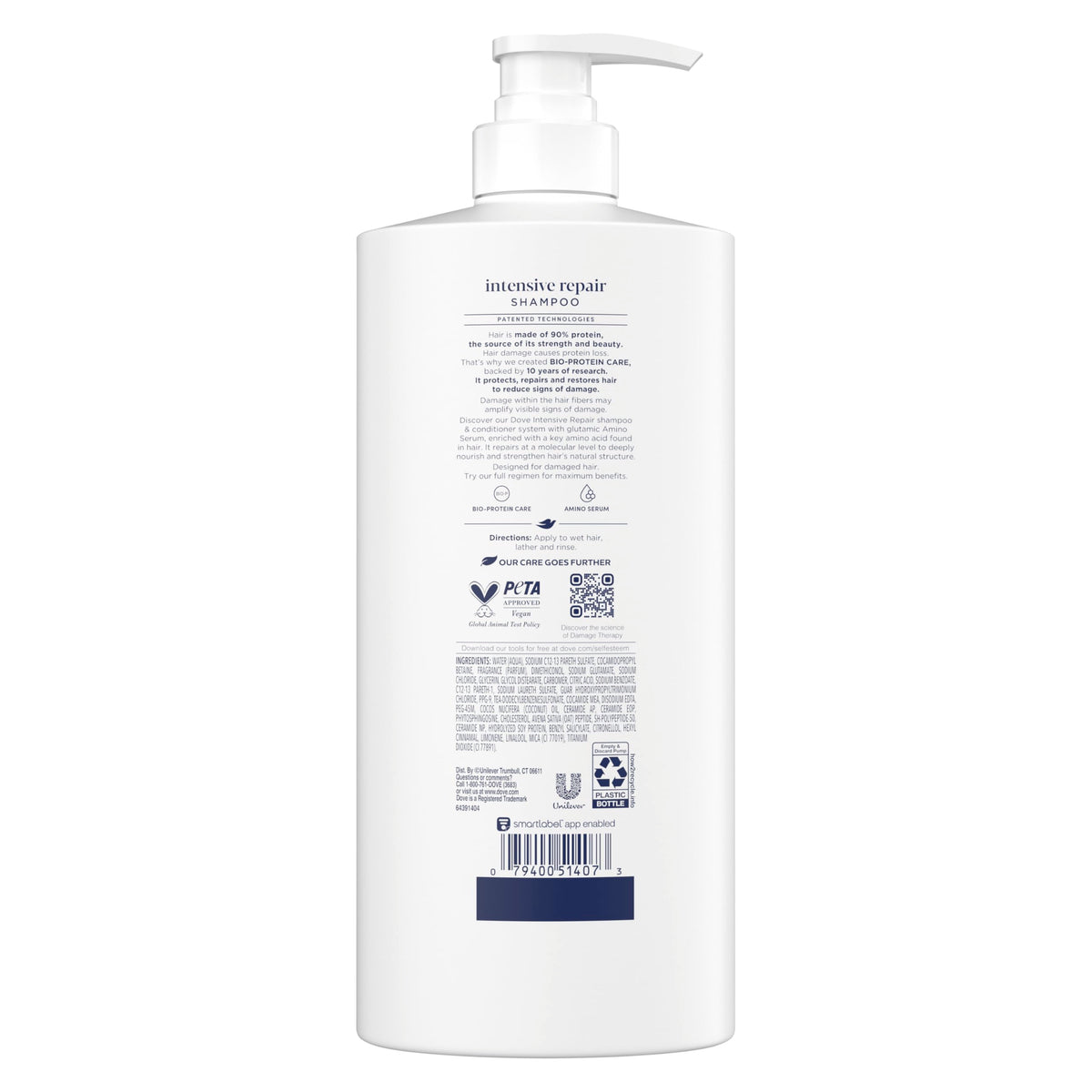 Dove Intensive Repair Shampoo bottle side view