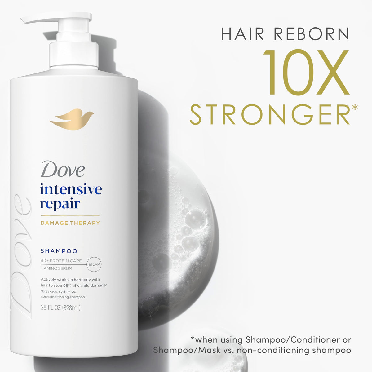 Dove Intensive Repair Shampoo in bathroom setting
