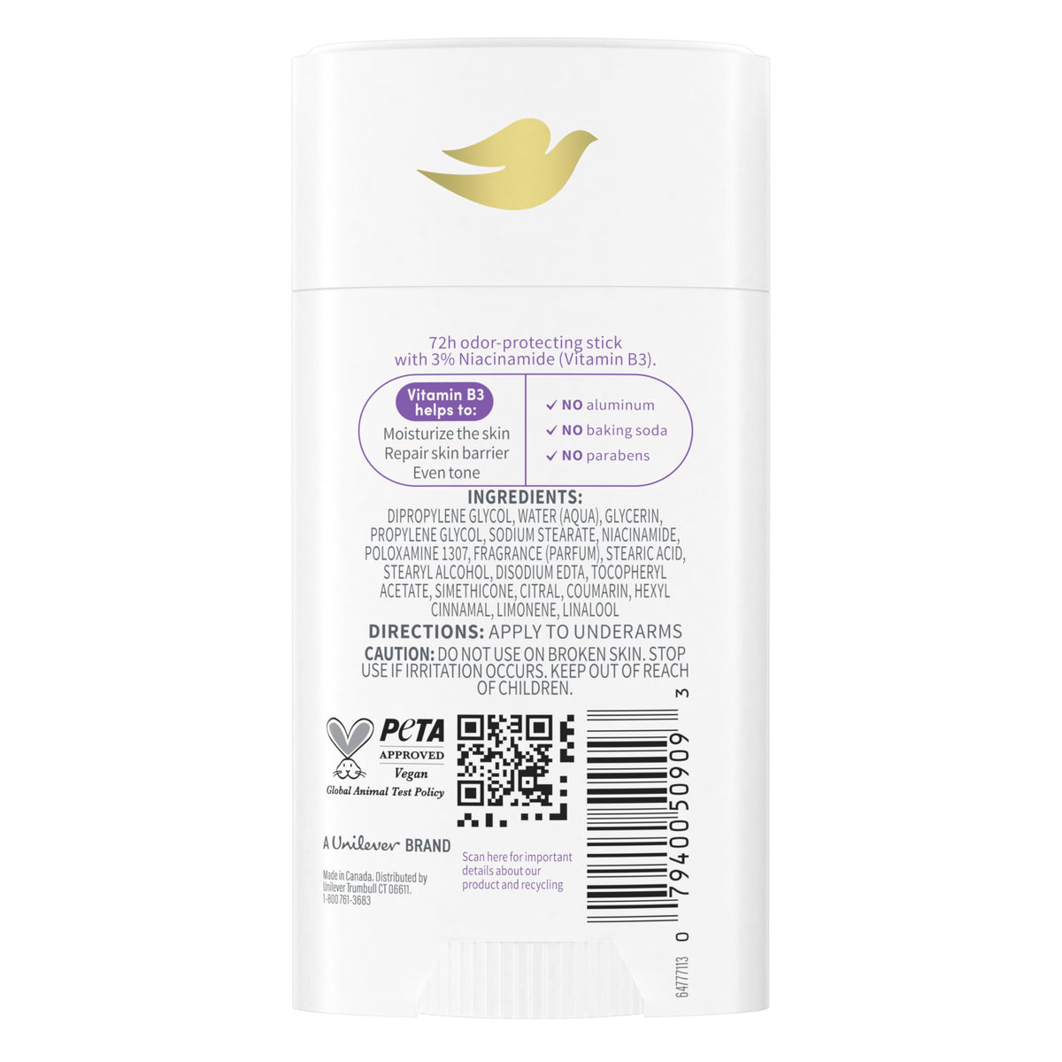 Dove Lavender & Chamomile Deo Stick showing the twist-up applicator