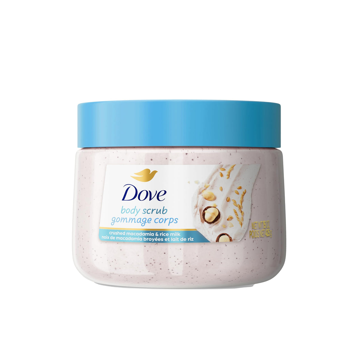 Dove Macadamia Rice Milk Body Scrub 540g front view