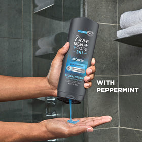DOVE MEN + CARE 3-IN-1 Body + Face + Hair Wash in shower setting