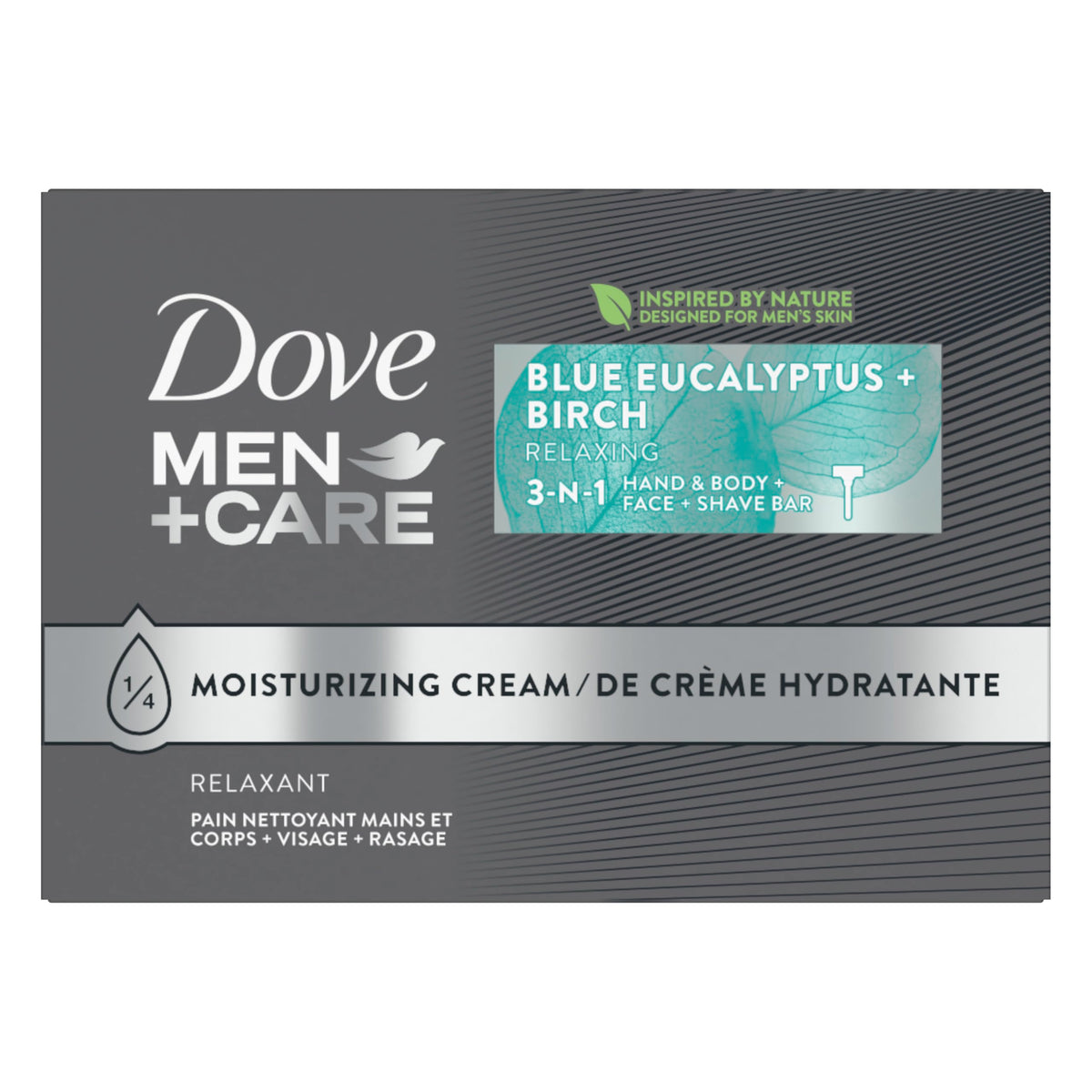 DOVE MEN + CARE 3 in 1 Cleanser Bar Blue Eucalyptus front view