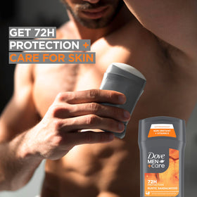 DOVE MEN + CARE Antiperspirant Deodorant back view with ingredient list