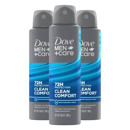 DOVE MEN + CARE Antiperspirant Dry Spray Clean Comfort 3 Pack front view
