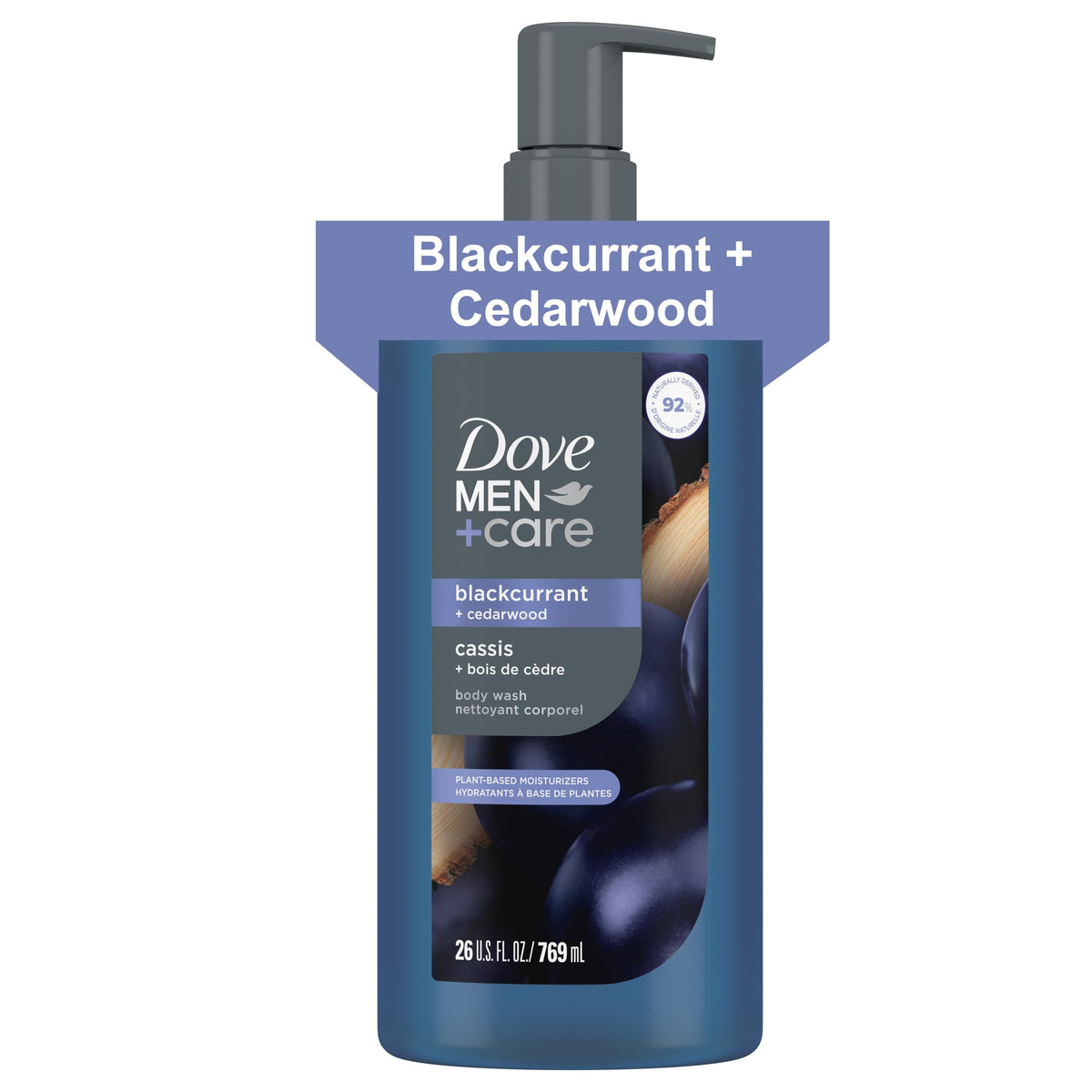 DOVE MEN + CARE Blackcurrant + Cedarwood Body Wash front view
