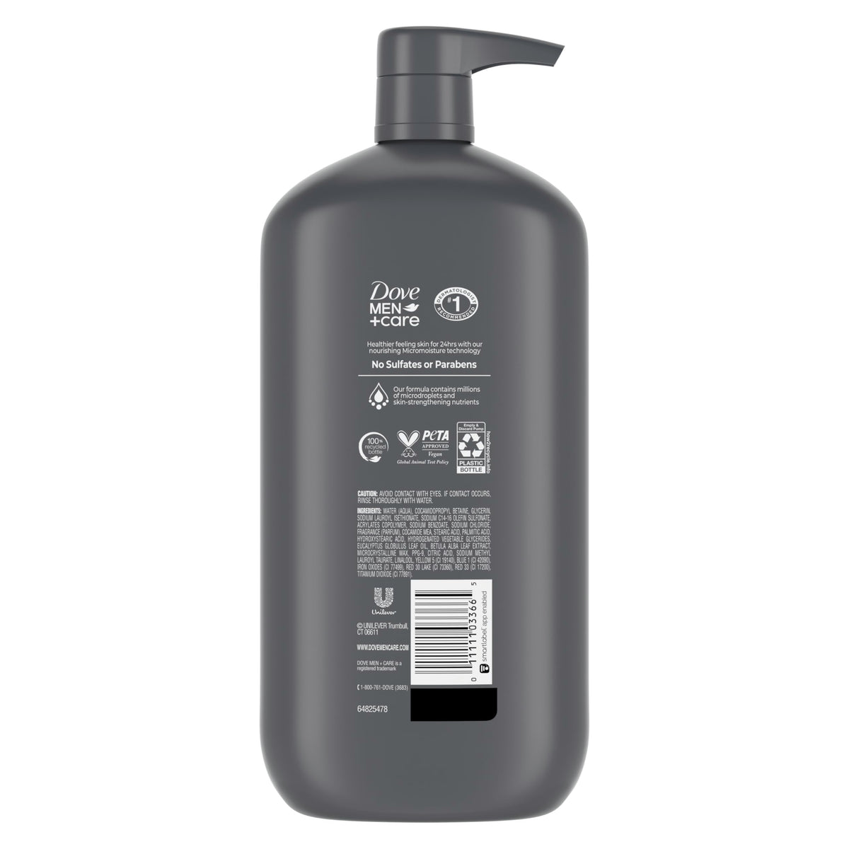 DOVE MEN + CARE Blue Eucalyptus + Birch Body Wash label close-up