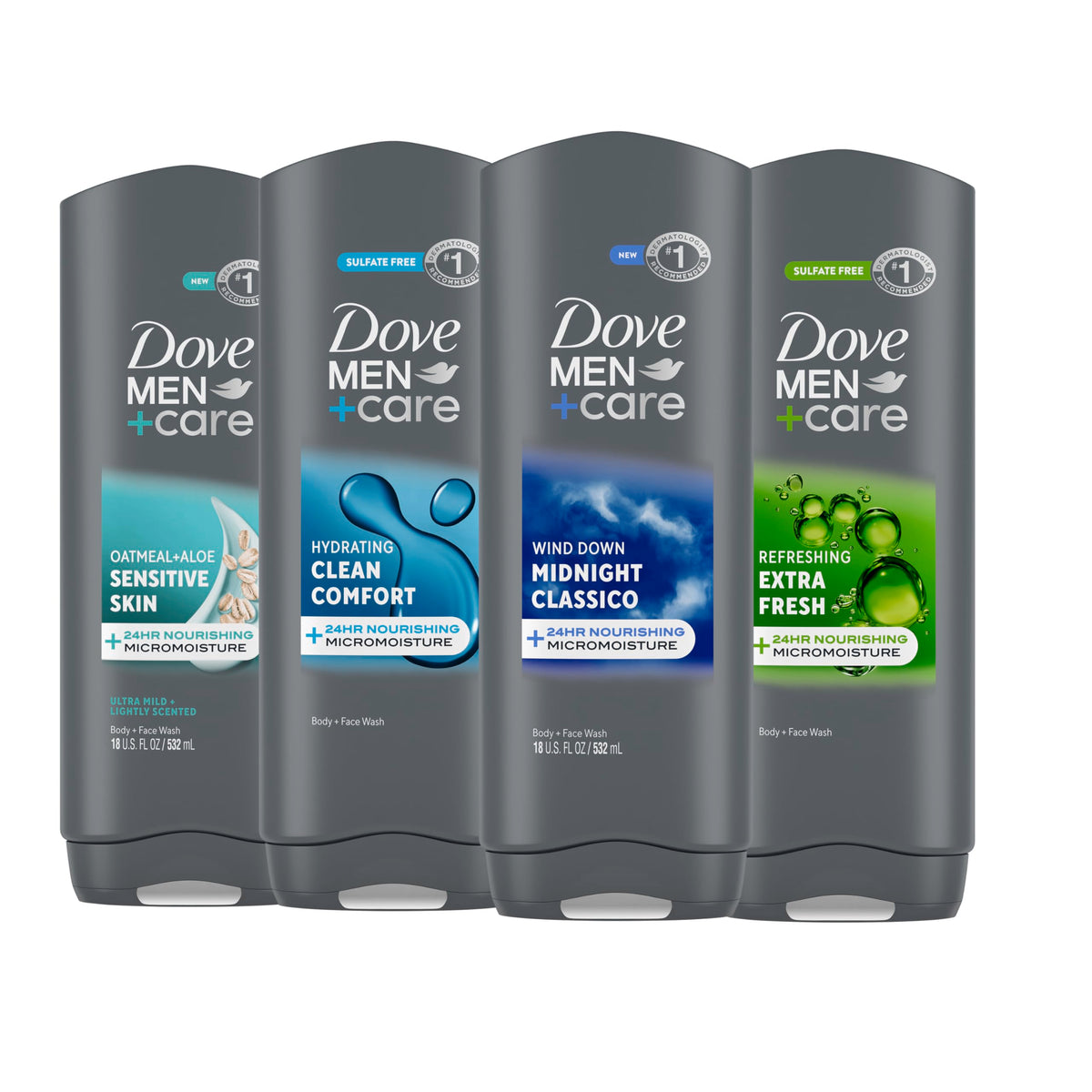 DOVE MEN + CARE Body Wash 4 count packaging front view