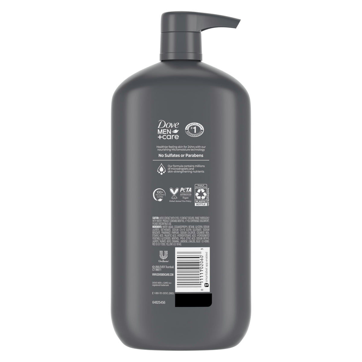 DOVE MEN + CARE body wash bottle with mandarin and sandalwood scent