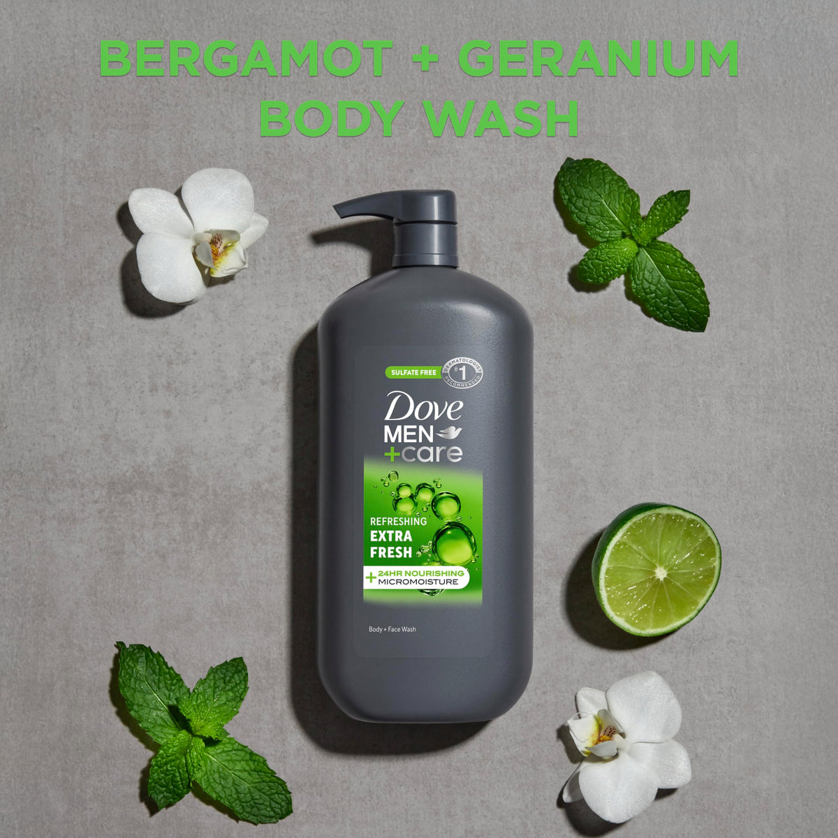 DOVE MEN + CARE body wash ingredients close-up