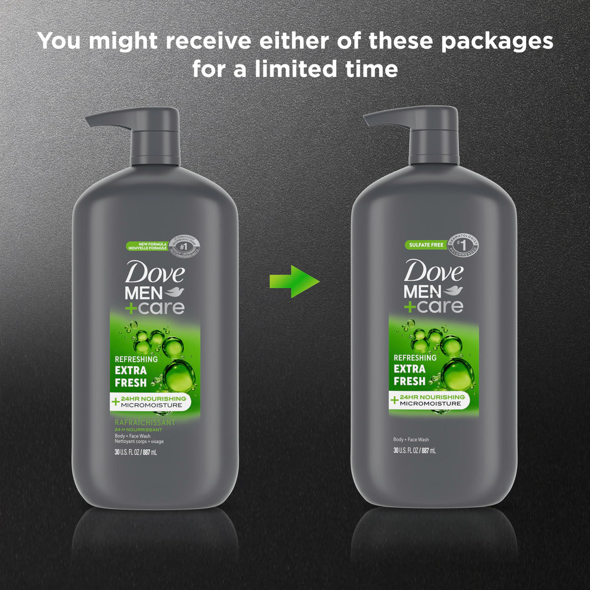 DOVE MEN + CARE body wash lathering on hands
