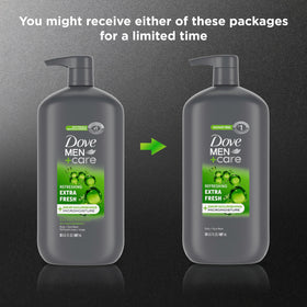 DOVE MEN + CARE body wash lathering on hands