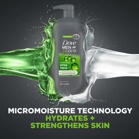 Dove Men+Care body wash with mandarin and sandalwood scent