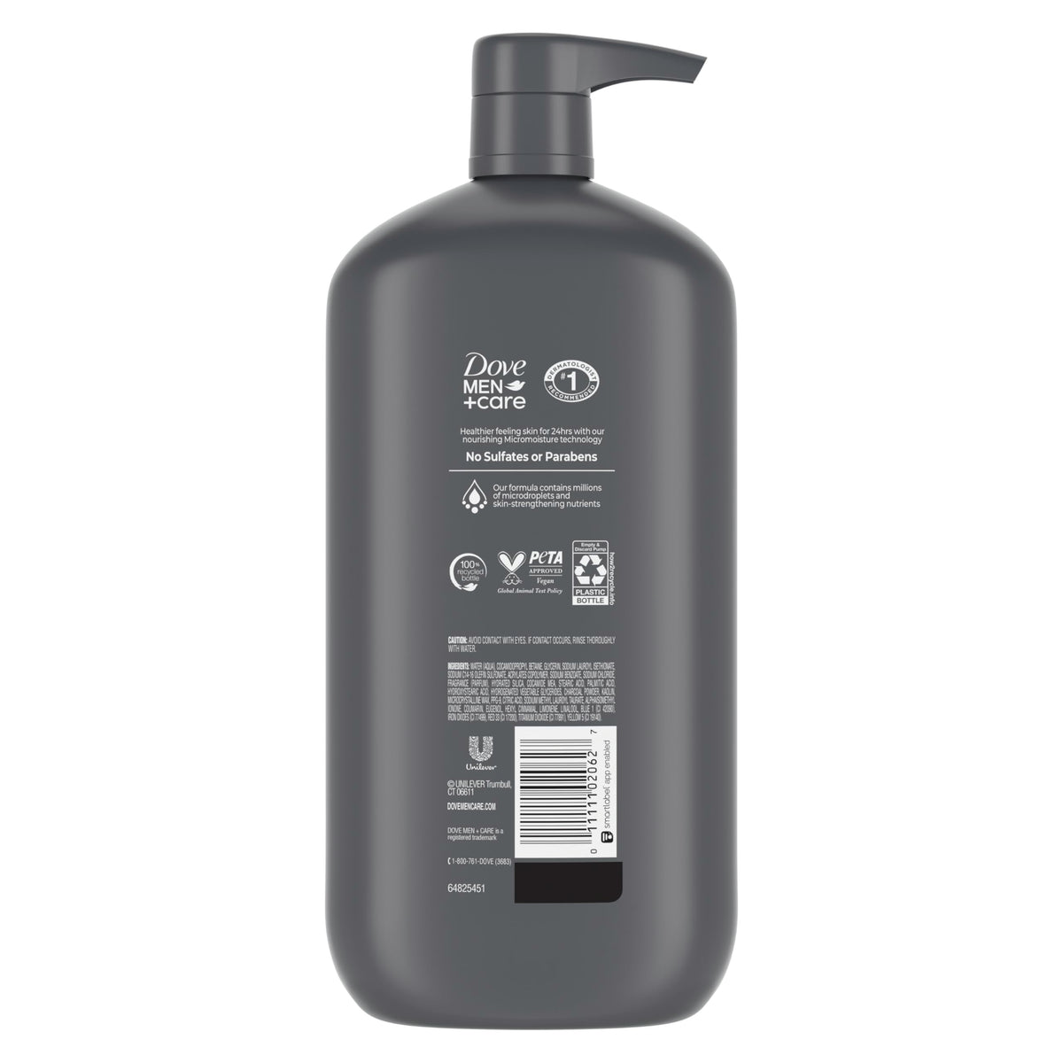 DOVE MEN + CARE Charcoal Body Wash 30 oz back view