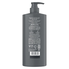 DOVE MEN + CARE Charcoal + Clay 2-in-1 Shampoo back view with ingredients