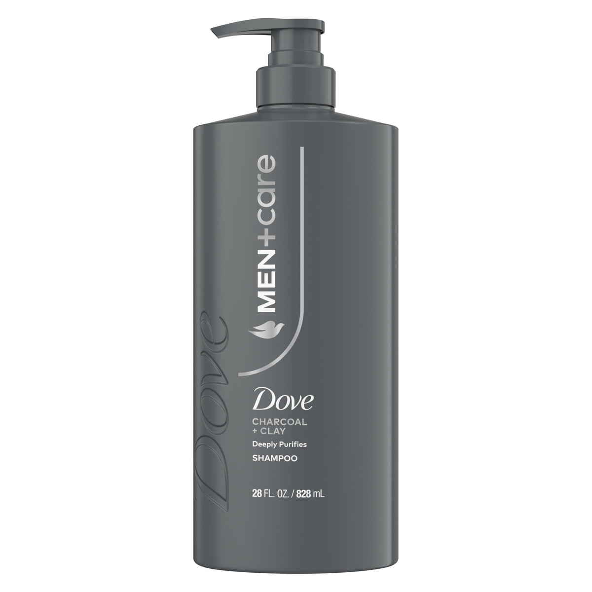DOVE MEN + CARE Charcoal + Clay 2-in-1 Shampoo front view 28oz