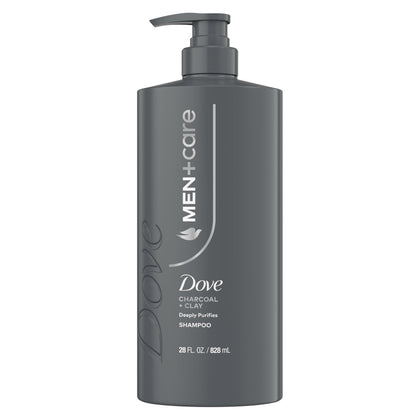DOVE MEN + CARE Charcoal + Clay 2-in-1 Shampoo front view 28oz