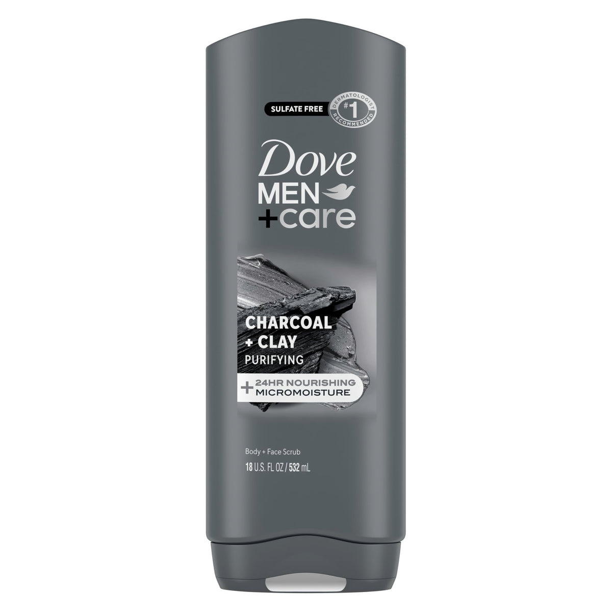 DOVE MEN + CARE Charcoal + Clay Body Wash 18 oz front view