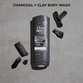 DOVE MEN + CARE Charcoal + Clay Body Wash 18 oz side view