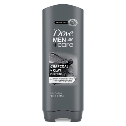 DOVE MEN + CARE Charcoal + Clay Body Wash 4 Count packaging front view