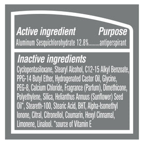 DOVE MEN + CARE Clean Comfort Antiperspirant ingredients list on packaging