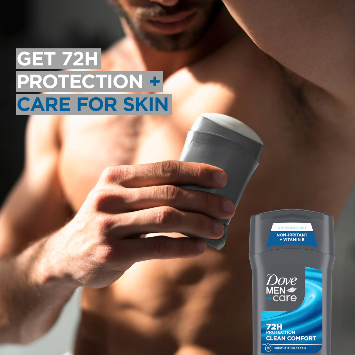 DOVE MEN + CARE Clean Comfort Antiperspirant stick application