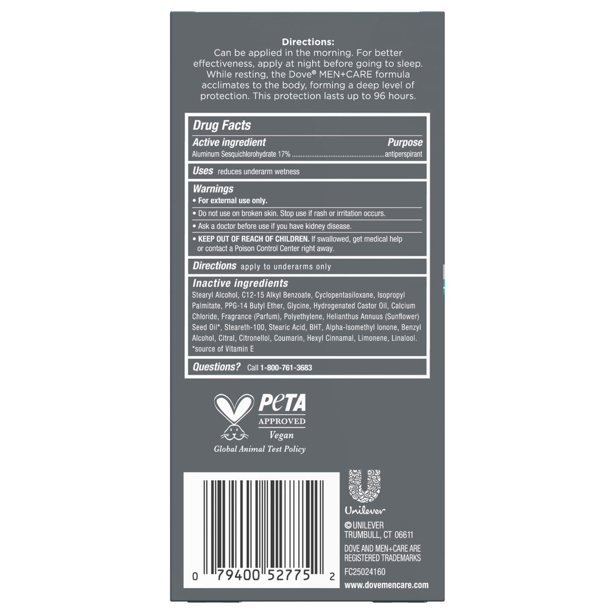 DOVE MEN + CARE Clean Comfort Antiperspirant Stick side view