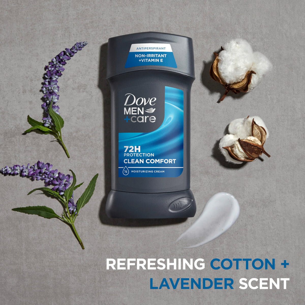 DOVE MEN + CARE Clean Comfort Antiperspirant stick with cap off