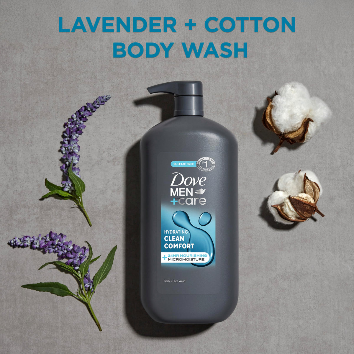 DOVE MEN + CARE Clean Comfort Body Wash lathering on skin